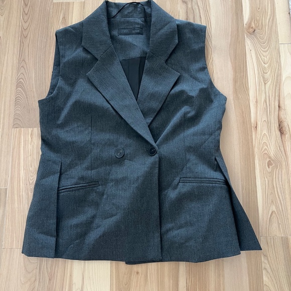 Zara grey double breasted vest NWOT - Picture 4 of 6